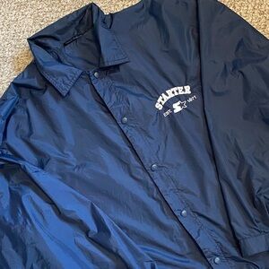 STARTER Men's VTG Navy Coach Jacket SnapButton Windbreaker. Embroidered Logo XL